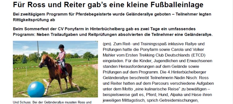 Gelaenderallye CV-Ponyfarm 2011- Zeitungsbericht